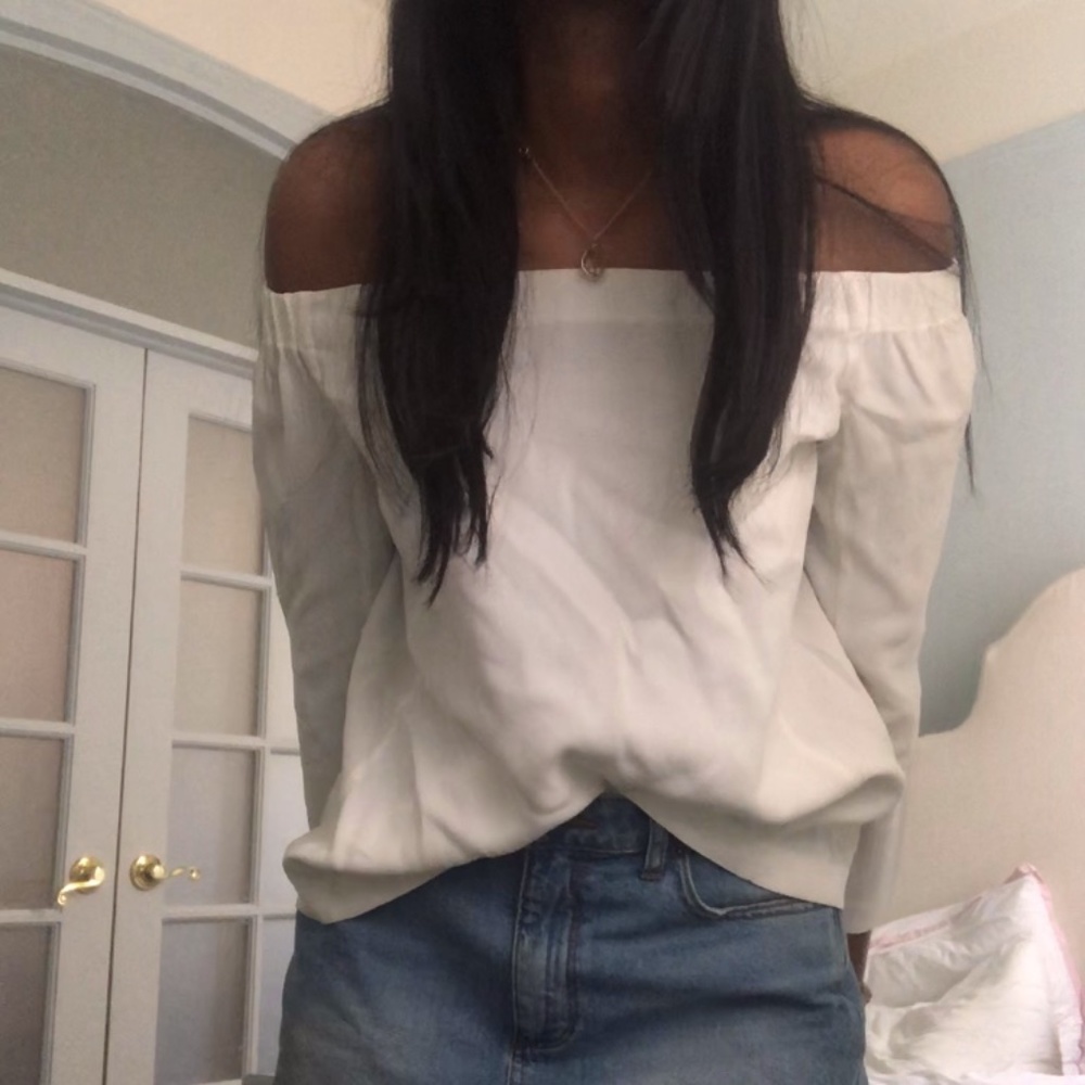 Club Monaco Silk Off-The-Shoulder Top